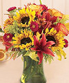 
All the glorious colors of Fall are featured in this fabulous bouquet...
			