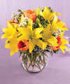 
Glorious summer sun colors are gathered in this bright bouquet...
			