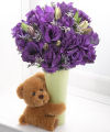 Purple lisianthus flowers with bear.
