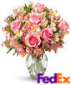 Dreamland Pink Rose Bouquet in Vase FedEx