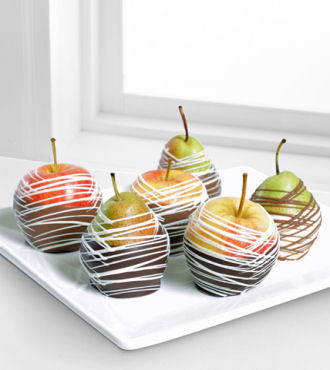 Golden Edibles Belgian Chocolate-Dipped Apples and Pears - FedEx