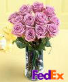 Order Dozen Medium Lavender Roses in Vase - FedEx