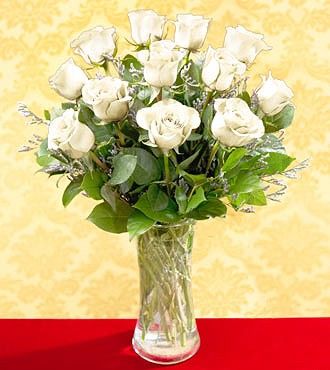 One Dozen White Roses