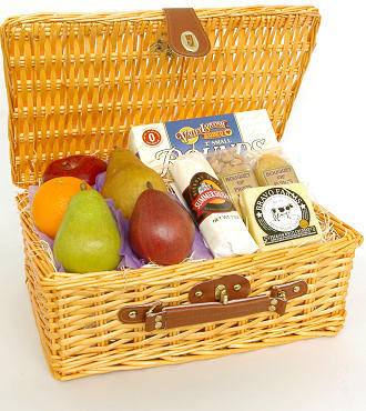 Deluxe Fruit Cheese and Sausage Hamper Basket - FedEx