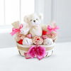 
This cuddly white teddy bear makes a Valentine delivery of decadent proportions...
			