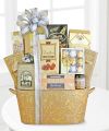 
This gold keepsake tin is filled to the brim with chocolate biscotti, truffles, fudge, chocolate stars, Almond Roca, dark chocolate truffles, water crackers, hot chocolate cocoa mix, cheese swirls, Do...
			