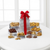 
This beautiful silver tower is filled with a collection of sweet and savory snacks! Includes French chocolate truffles, peanut butter filled pretzels, triple chocolate decadence cookies, honey toasted...
			
