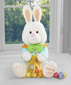 
Godiva's Hopsy the Bunny is delightfully soft and huggable, and arrives dressed in a green jumper and a yellow hat...
			