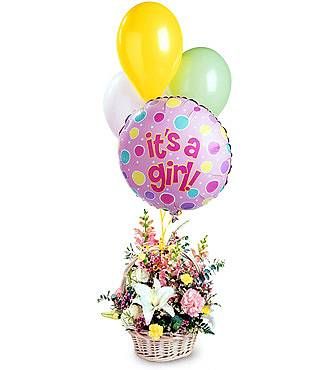 FTD Baby Girl Bouquet with Balloons