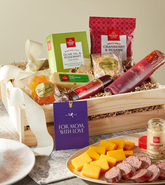 Mother's Day Meat and Cheese Wooden Gift Crate - FedEx