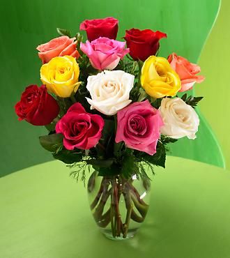 FTD Premium Long Stemmed Mixed Color Rose Bouquet