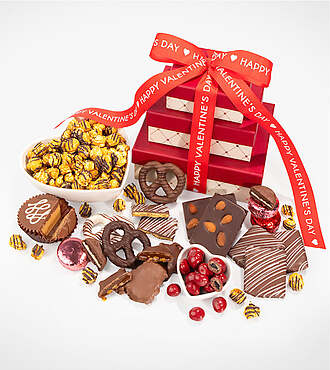 Happy Valentines Day Orchard Delight Fruit and Gourmet Basket - FedEx - ATC0306V