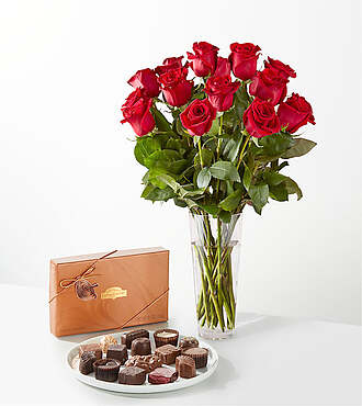 Romantic Long Stem Red Rose Bouquet DELUXE Bundle - B59DCH