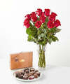 Image of Standard version for Romantic Long Stem Red Rose Bouquet DELUXE Bundle