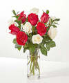 Image of Standard version for Santa Baby Rose Bouquet - 12 Roses with Vase - FedEx