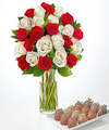 Image of Standard version for Santa Baby DELUXE Rose Bouquet and Berry Bundle - FedEx