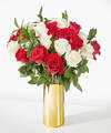 Image of Standard version for Santa Baby Rose Bouquet - 24 Roses with Gold Vase - FedEx