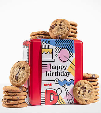 David's Cookies - Happy Birthday Cookie Tin - FedEx - DF114
