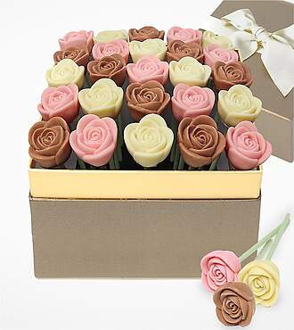 Blush Chocolate Rose Bouquet - 25 Roses - FedEx - E-F03