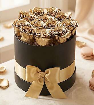 Luxury Gold Forever Roses - FedEx - F-297