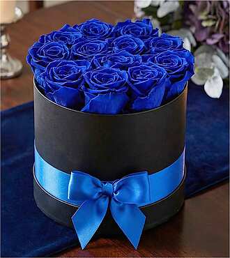 Luxury Sapphire Forever Roses - 12 Blue Roses - FedEx