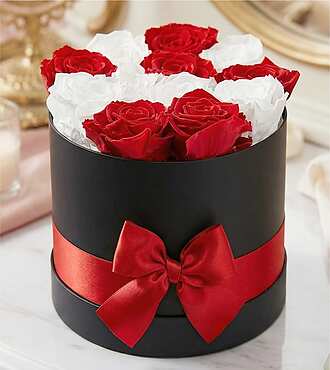 Luxury Red and White Forever Roses FedEx