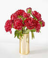 Image of Standard version for Red Velvet Peony Bouquet - 10 Stems with Gold Vase - FedEx
