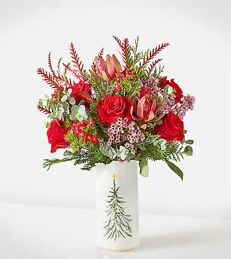 Twas the Night Before Bouquet - Standard with Tree Vase - FedEx - F-F09VTR