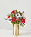 Image of Standard version for Frostbite Anemone Bouquet - Standard with Gold Vase - FedEx
