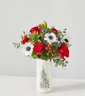 Frostbite Anemone Bouquet - Standard with Tree Vase - FedEx - F-F11VTR