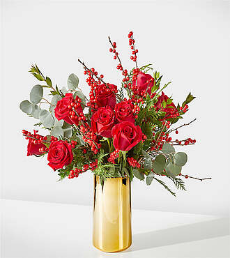 Decembrrr Bouquet - Standard with Gold Vase - FedEx - F-F13VG