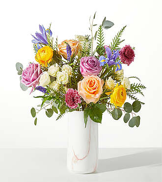 Gleaming Iris Bouquet - Standard with Marble Vase - FedEx - F-F17VPM