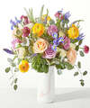 Image of Standard version for Gleaming Iris Bouquet - Deluxe with Marble Vase - FedEx