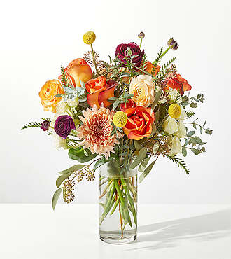 Clementine Bouquet - Standard with Clear Vase - FedEx - F-F19VCB