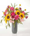 Image of Standard version for Pink Perfection Bouquet - Deluxe with Black Fluted Vase - FedEx