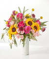 Image of Standard version for Pink Perfection Bouquet - Deluxe with White Fluted Vase - FedEx