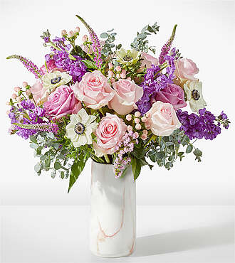 Cup of Tea Bouquet - Deluxe with Marble Vase - FedEx - F-F38VPM