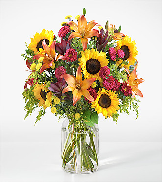 Cobblestone Bouquet - Deluxe with Clear Vase - FedEx - F-F40VMJ