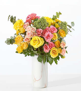 Spring It On Bouquet - Standard with Marble Vase - FedEx - F-F45VPM