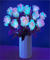 Image of Standard version for Get Your Glow On Rose Bouquet - 12 Roses with White Fluted Vase - FedEx