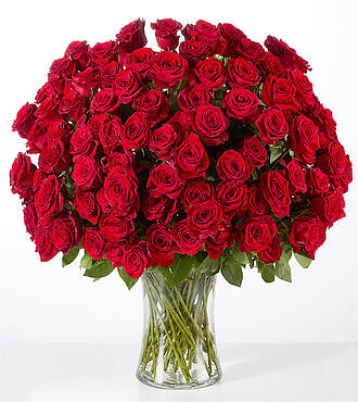 Love You More than 100 Red Roses - 100 Roses with Vase - FedEx