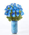 Image of Standard version for Dreamy Blue Rose Bouquet - 12 Roses with Blue Vase - FedEx
