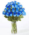 Image of Standard version for Dreamy Blue Rose Bouquet - 24 Stems with Clear Vase - FedEx