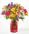 Image of Standard version for Smiles and Sunshine - Deluxe With Red Vase - FedEx