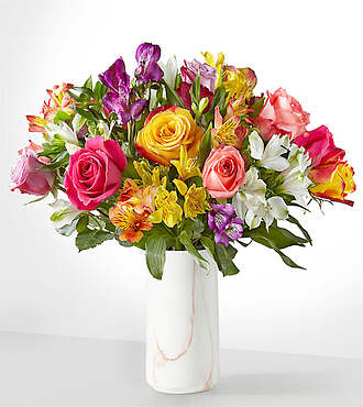 Make Their Day Bouquet - Deluxe with Marble Vase - FedEx - FB337VPM-X