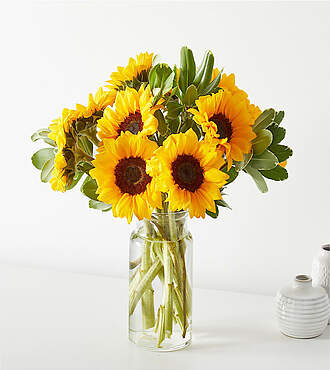Shimmering Sunflower Bouquet - 10 Stems with Vase - FedEx - FB68-X