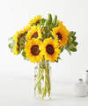 Image of Standard version for Shimmering Sunflower Bouquet - 10 Stems with Vase - FedEx