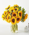 Image of Standard version for Shimmering Sunflower Bouquet - 15 Stems with Vase - FedEx