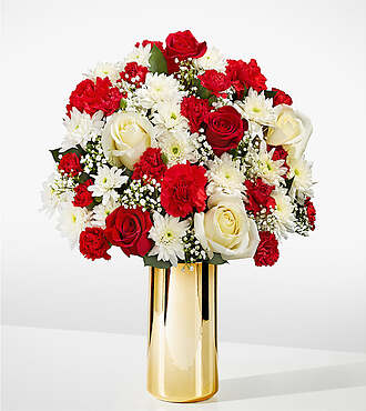 Winter Wishes Bouquet - Standard with Gold Vase - FedEx - FC223VG