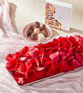 Burning Bed of Roses Gift Set with Chocolate - FedEx